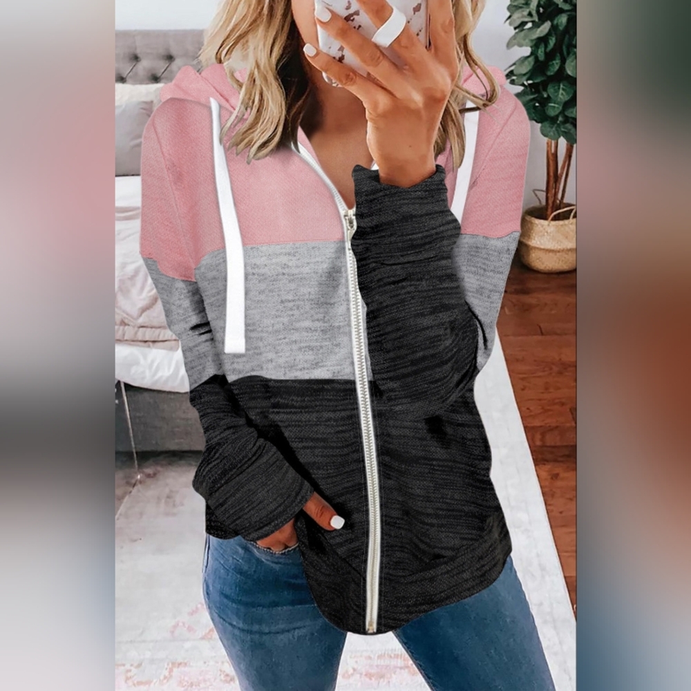 Zip-Up Hoodie Jacket for Women with Plus Size